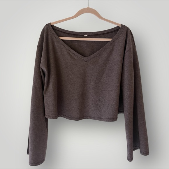 Lululemon Show Your Depth Reversible Crop Top Flare Heathered Antique Bark M/L - Picture 3 of 10